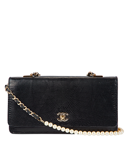 Fantasy Pearl Flap Shoulder Bag, &pound;2,900, Handbags, Black, Leather, Front view